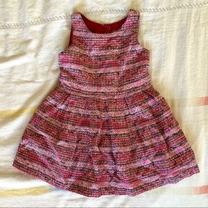 Fancy, formal red and pink dress.